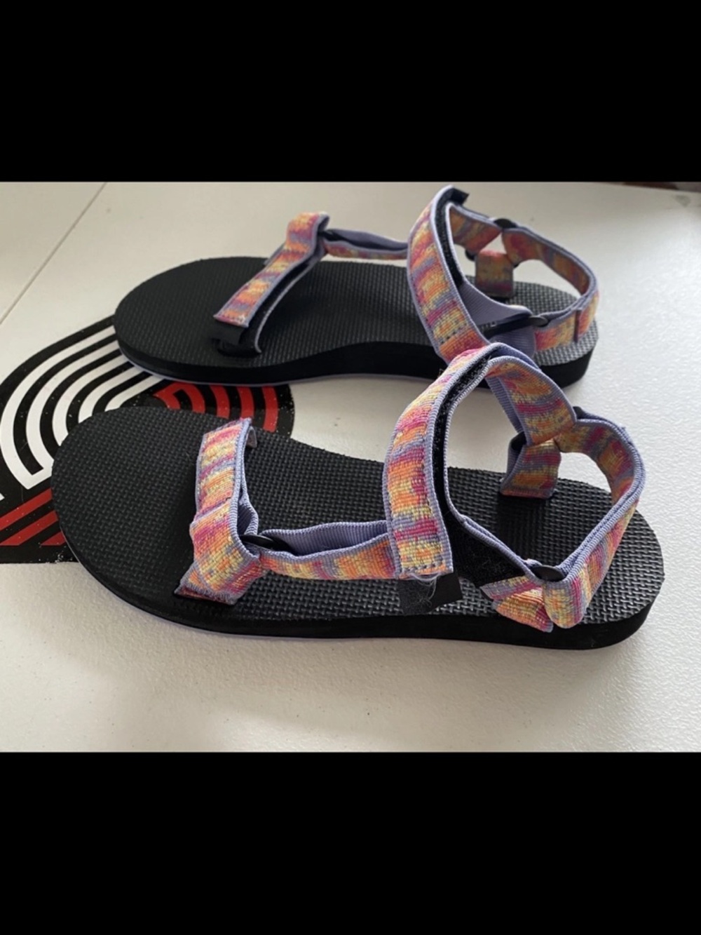 Teva Womens Multi-Color Strap Black Sole Sport Sandals